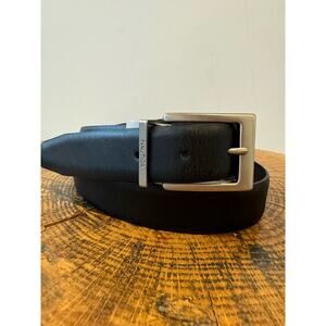 Nautica Men's Casual and Dress Leather black Belt w/metal buckle silver 34